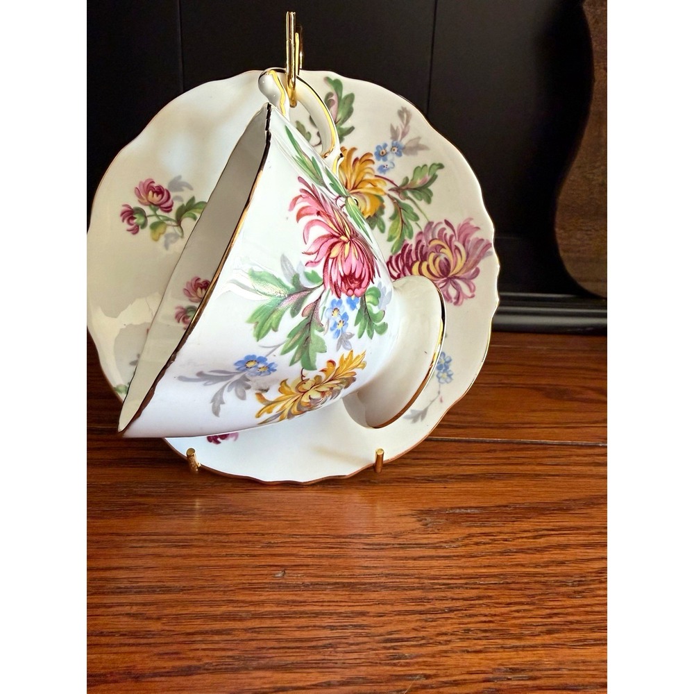 Hammersley Autumn Glory Bone China Tea Cup & Saucer Set Floral Gold England
